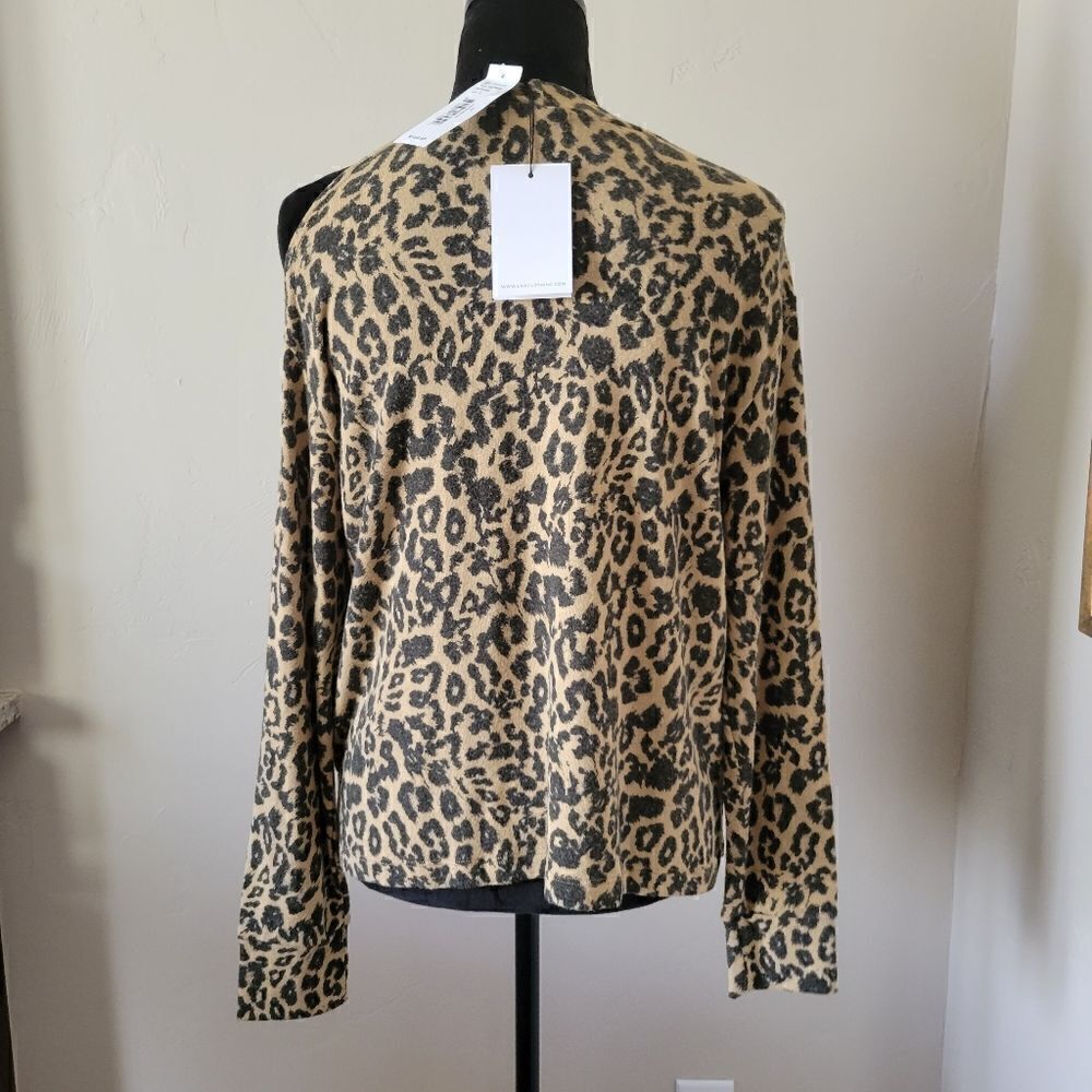 NEW LNA Leopard Cold shoulder Top Shirt size S - Picture 9 of 10